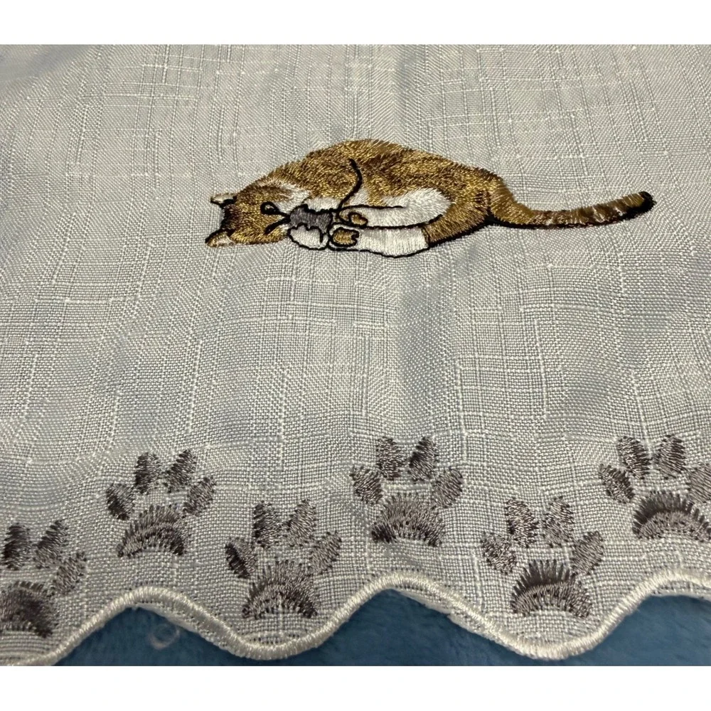 Unique Embroidered CATS window Valance Scalloped Paw Print Edges